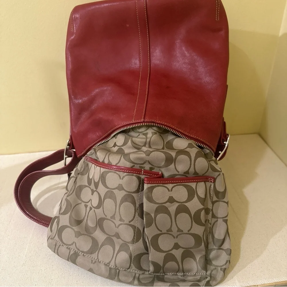 COACH SohoVintage Rusty Red Leather Hobo Crossbody classic Coach bucket Handbag